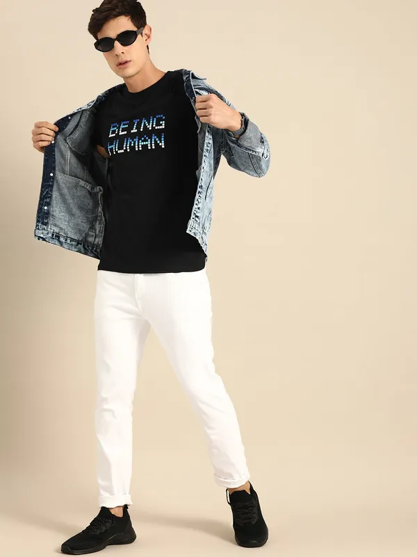 Being Human Clothing Men Regular Fit Crew Neck T-Shirts-Black