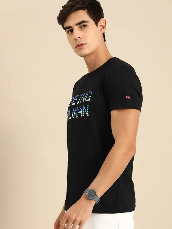 Being Human Clothing Men Regular Fit Crew Neck T-Shirts-Black