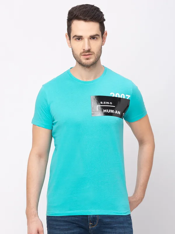 Being Human Clothing Men Regular Fit Crew Neck T-Shirts-Green