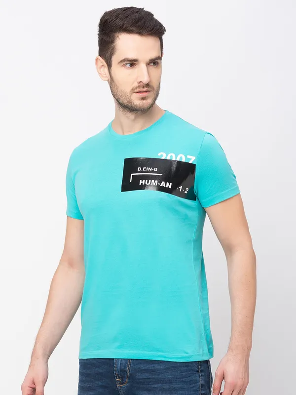 Being Human Clothing Men Regular Fit Crew Neck T-Shirts-Green
