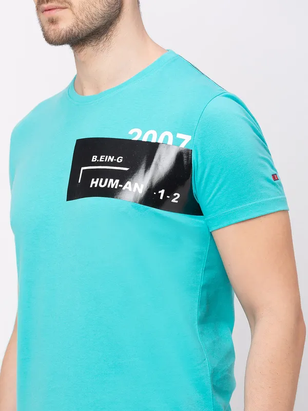 Being Human Clothing Men Regular Fit Crew Neck T-Shirts-Green