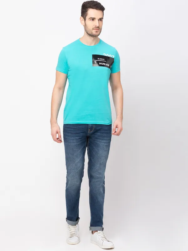 Being Human Clothing Men Regular Fit Crew Neck T-Shirts-Green