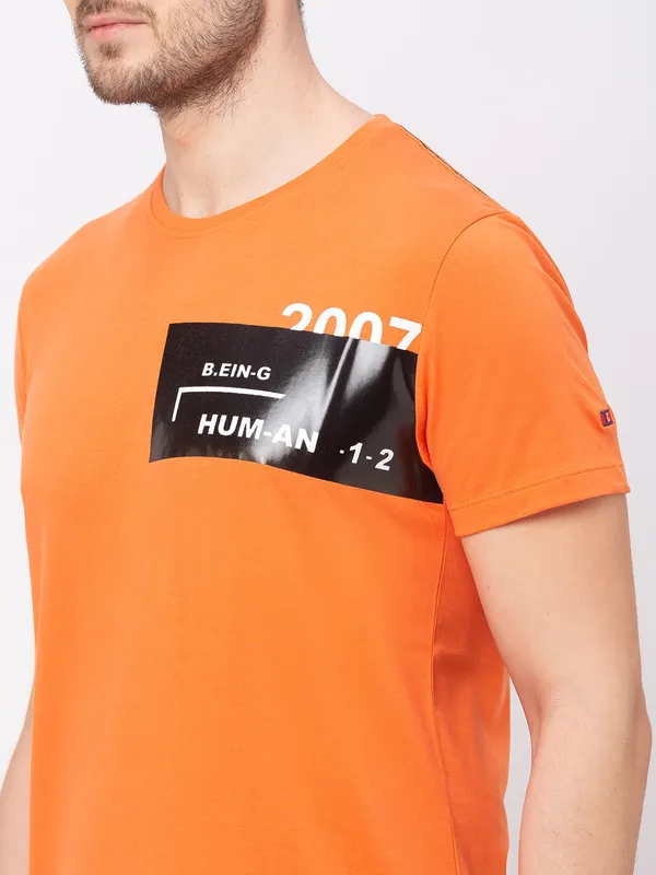 Being Human Clothing Men Regular Fit Crew Neck T-Shirts-Virant Orange