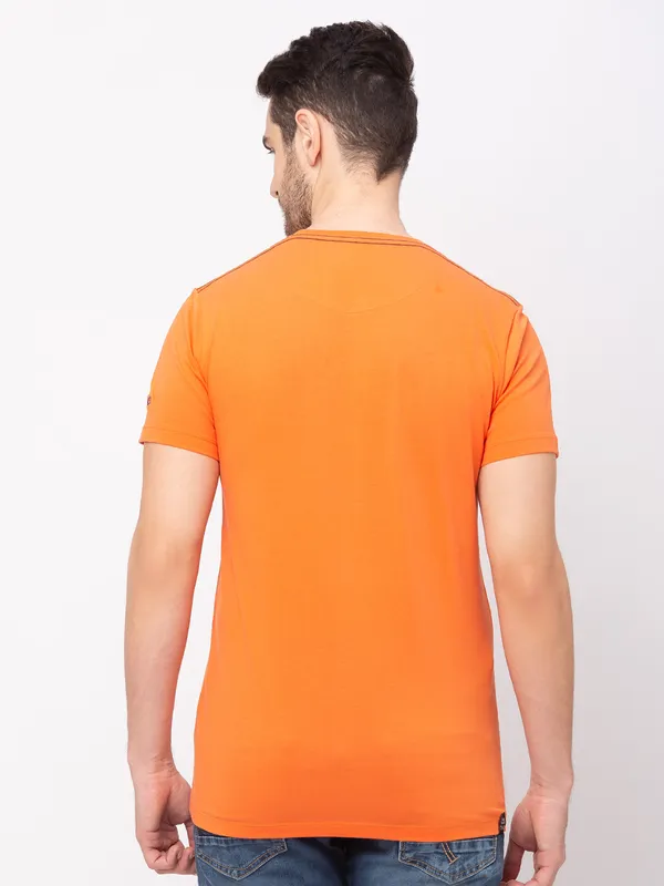 Being Human Clothing Men Regular Fit Crew Neck T-Shirts-Virant Orange
