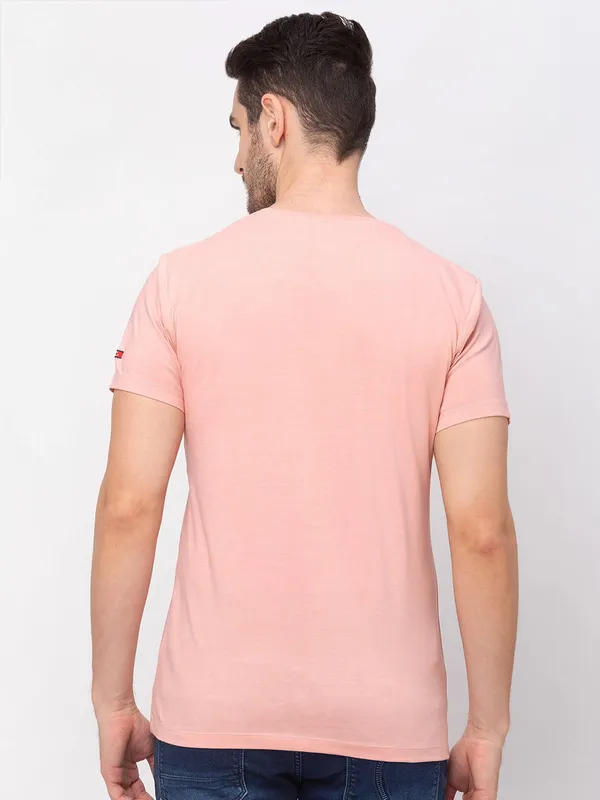 Being Human Regular Fit Men Crew Neck T-Shirts-Pink