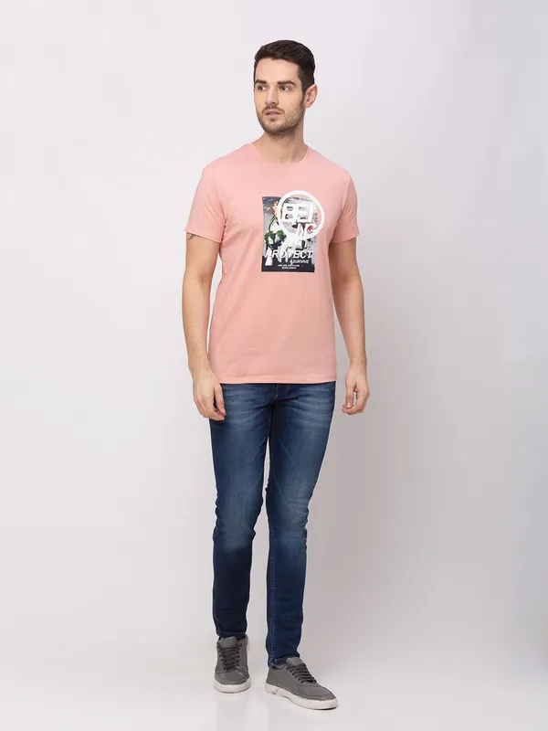 Being Human Regular Fit Men Crew Neck T-Shirts-Pink