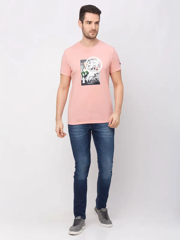 Being Human Regular Fit Men Crew Neck T-Shirts-Pink