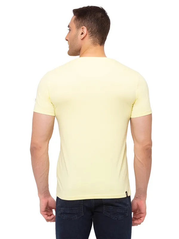 Being Human Clothing Men Regular Fit Crew Neck T-Shirts-Ecru Mel