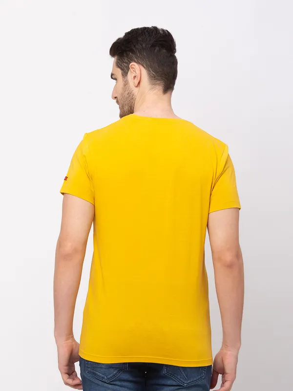 Being Human Clothing Men Regular Fit Crew Neck T-Shirts-Deep Ocher