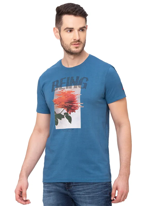 Being Human Clothing Men Regular Fit Crew Neck T-Shirts-Teal