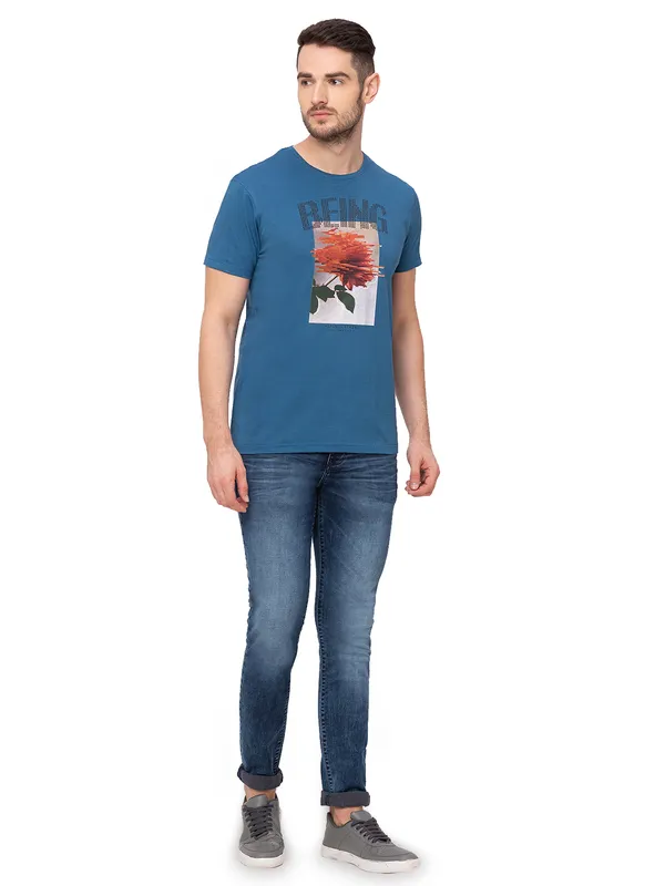 Being Human Clothing Men Regular Fit Crew Neck T-Shirts-Teal