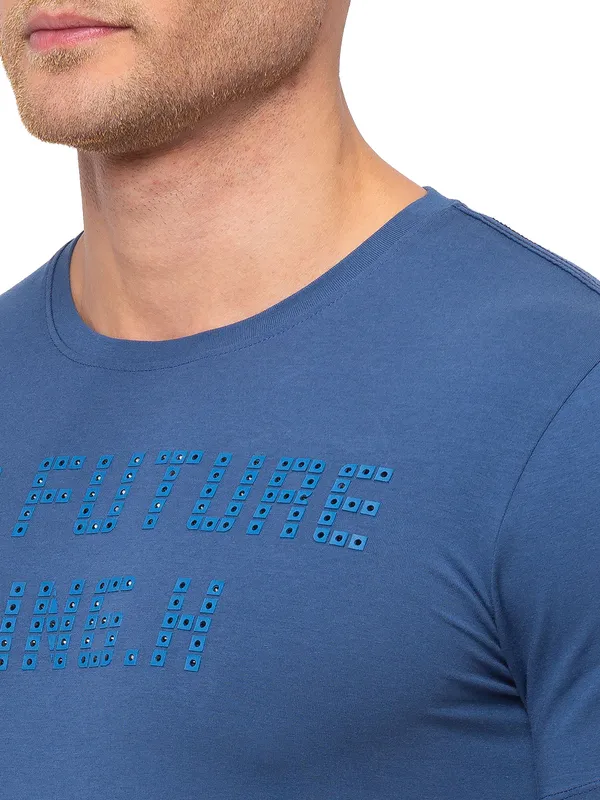 Being Human Clothing Men Regular Fit Crew Neck T-Shirts-Denim Blue