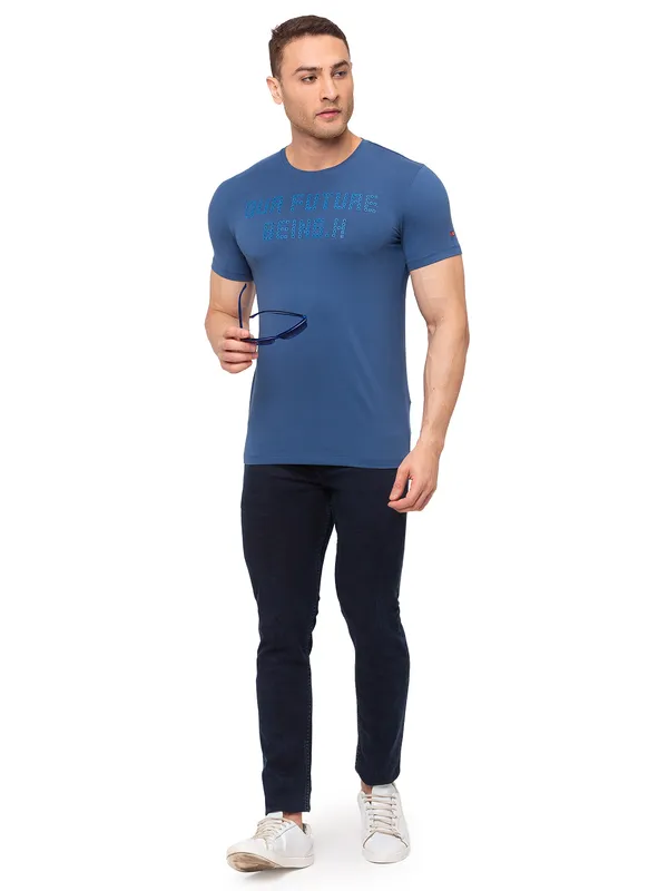 Being Human Clothing Men Regular Fit Crew Neck T-Shirts-Denim Blue