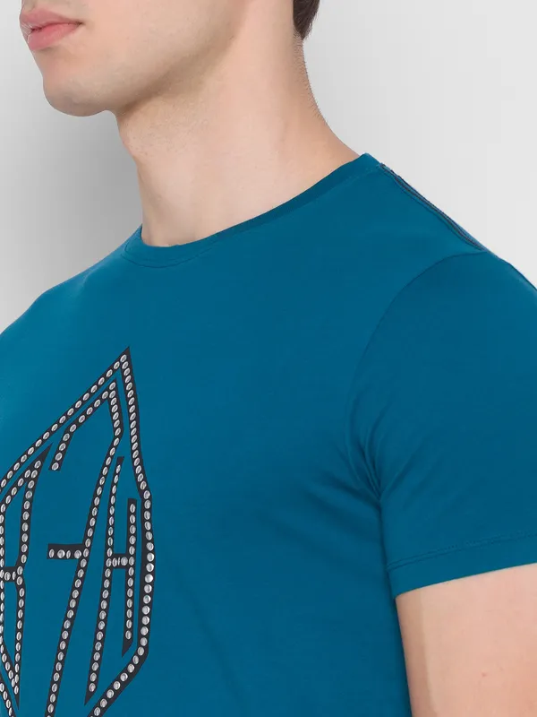 Being Human Clothing Men Regular Fit Crew Neck T-Shirts-Teal