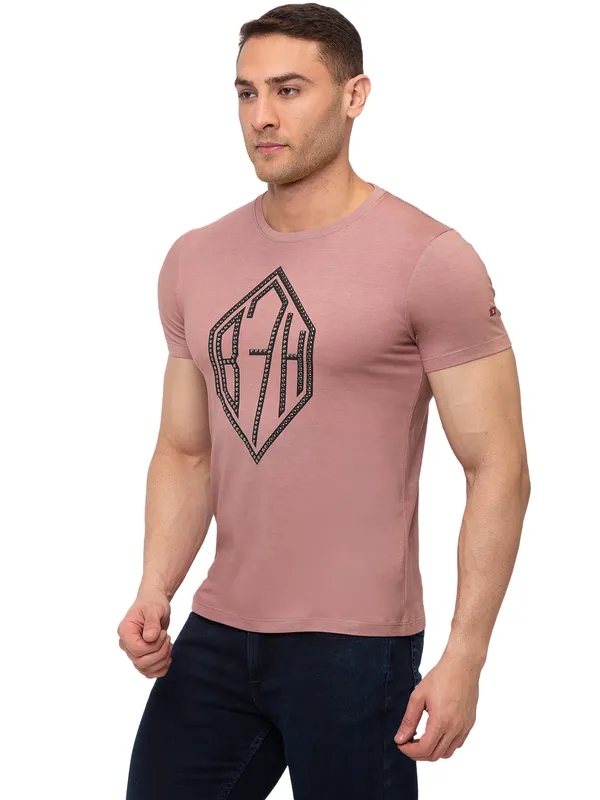 Being Human Clothing Men Regular Fit Crew Neck T-Shirts-Wine