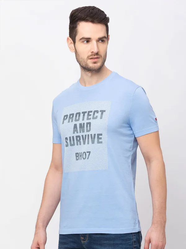 Being Human Clothing Men Regular Fit Crew Neck T-Shirts-Light Blue