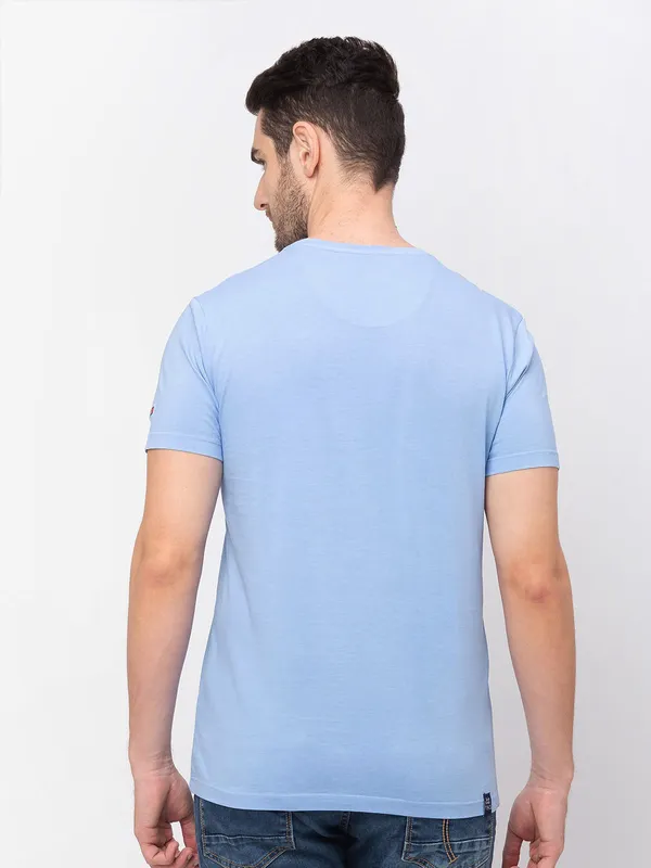 Being Human Clothing Men Regular Fit Crew Neck T-Shirts-Light Blue