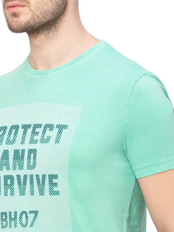 Being Human Clothing Men Regular Fit Crew Neck T-Shirts-Seafoam