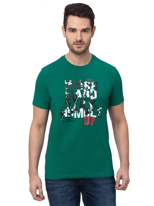 Being Human Regular Fit Men Crew Neck T-Shirts-Green