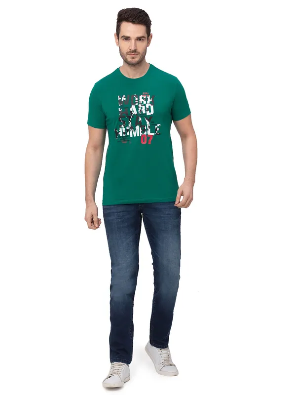 Being Human Regular Fit Men Crew Neck T-Shirts-Green