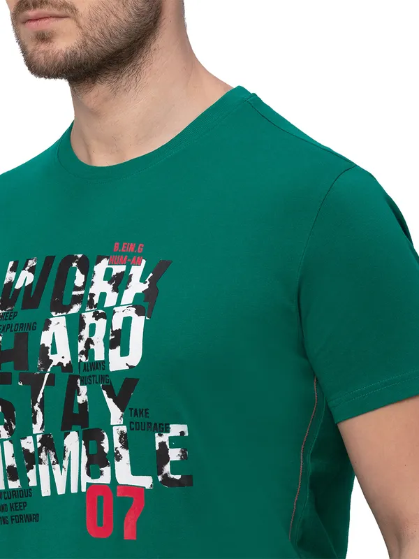 Being Human Regular Fit Men Crew Neck T-Shirts-Green