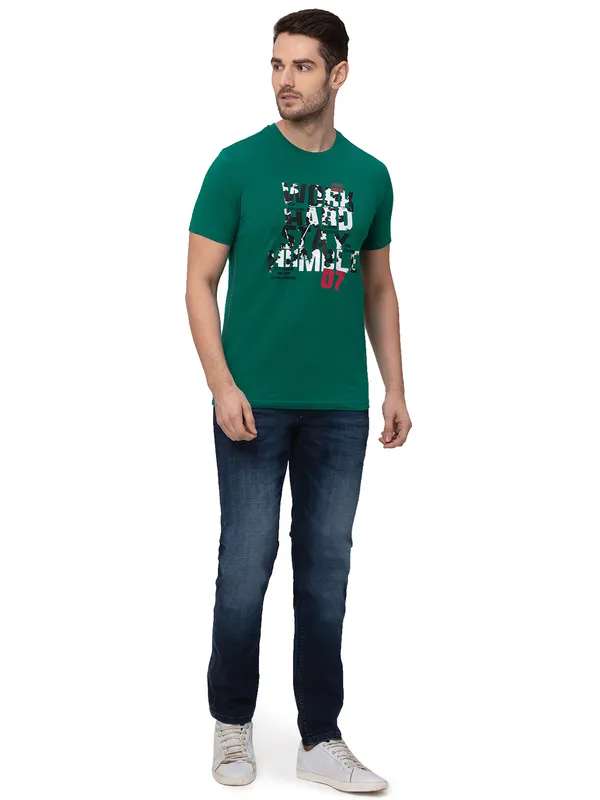 Being Human Regular Fit Men Crew Neck T-Shirts-Green