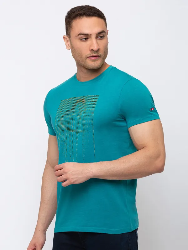 Being Human Clothing Men Regular Fit Crew Neck T-Shirts-Alpine Green