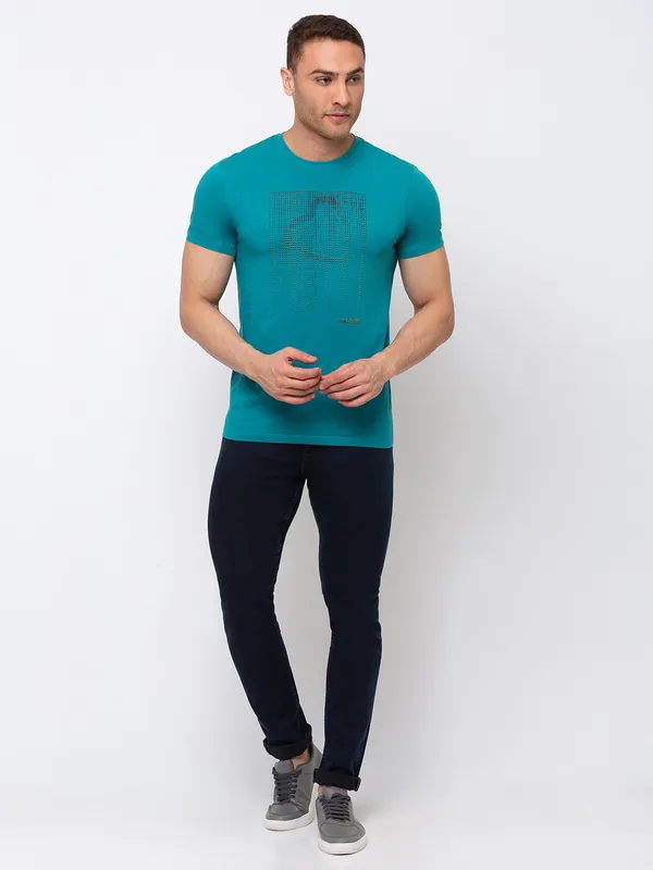 Being Human Clothing Men Regular Fit Crew Neck T-Shirts-Alpine Green