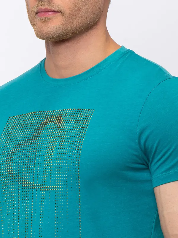 Being Human Clothing Men Regular Fit Crew Neck T-Shirts-Alpine Green