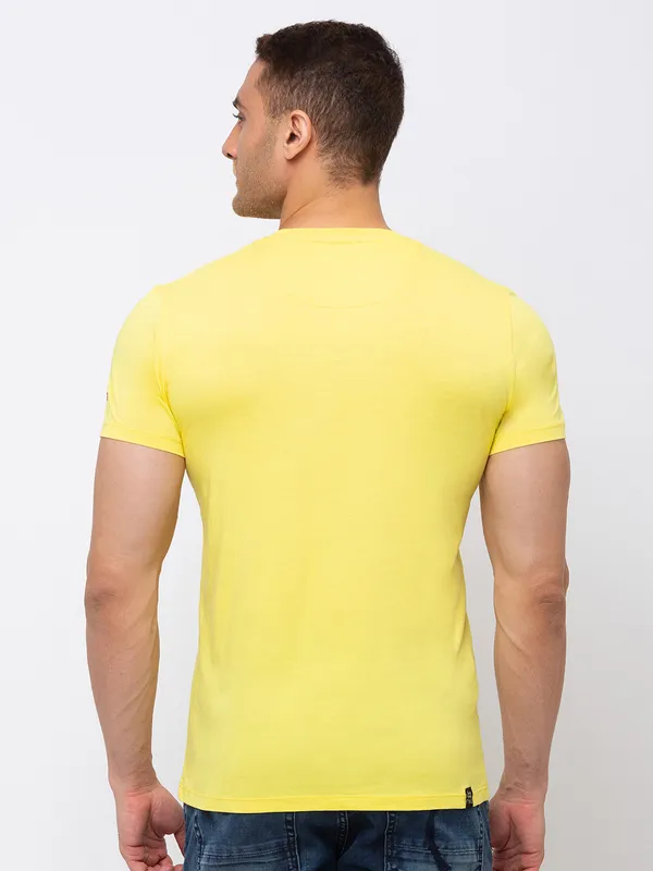 Being Human Clothing Men Regular Fit Crew Neck T-Shirts-Yellow