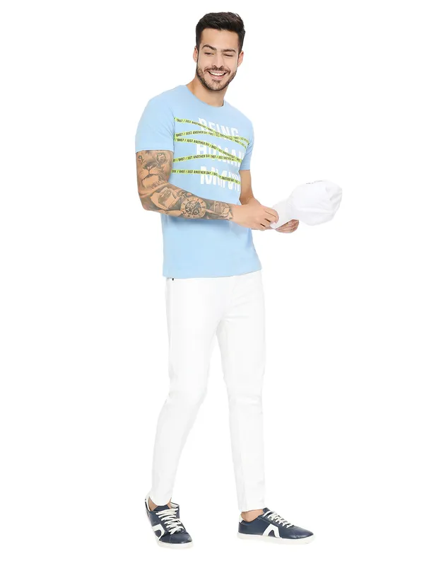 Being Human Regular Fit Men Crew Neck T-Shirts-Blue