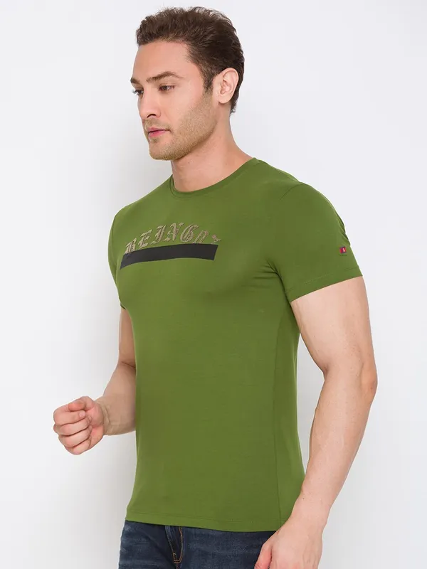 Being Human Regular Fit Men Crew Neck T-Shirts-Green