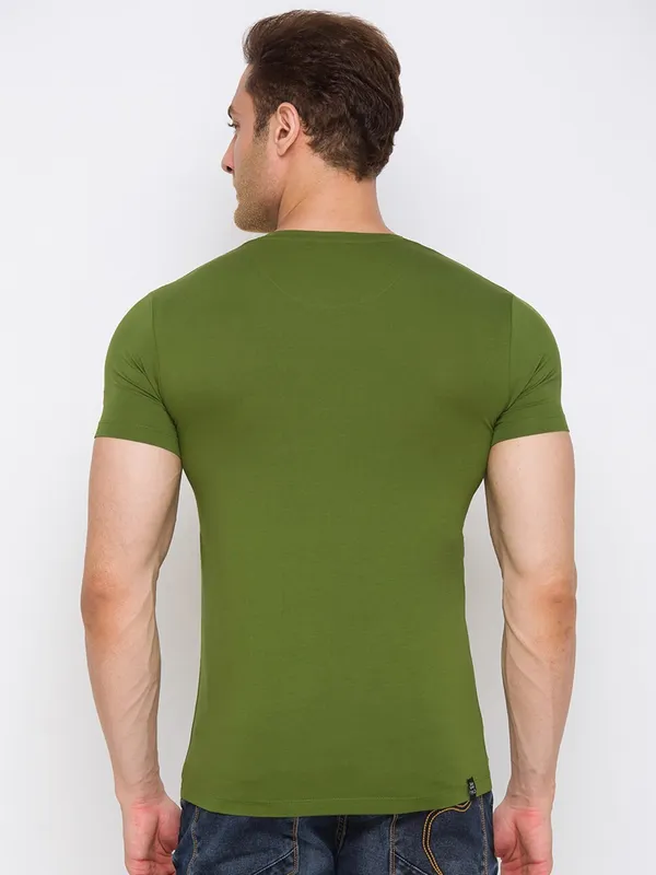 Being Human Regular Fit Men Crew Neck T-Shirts-Green