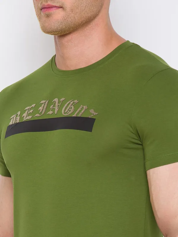 Being Human Regular Fit Men Crew Neck T-Shirts-Green