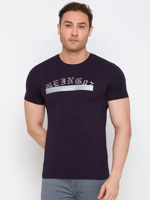 Being Human Regular Fit Men Crew Neck T-Shirts-Navy