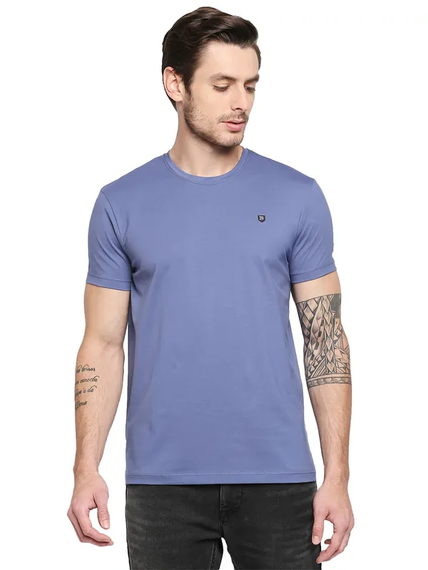 Being Human Slim Fit Men Crew Neck T-Shirts-Blue