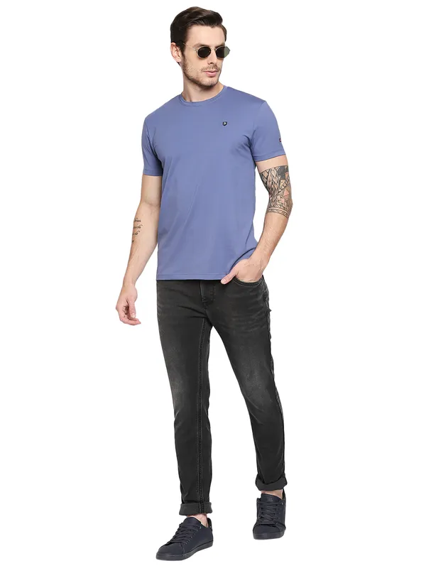 Being Human Slim Fit Men Crew Neck T-Shirts-Blue
