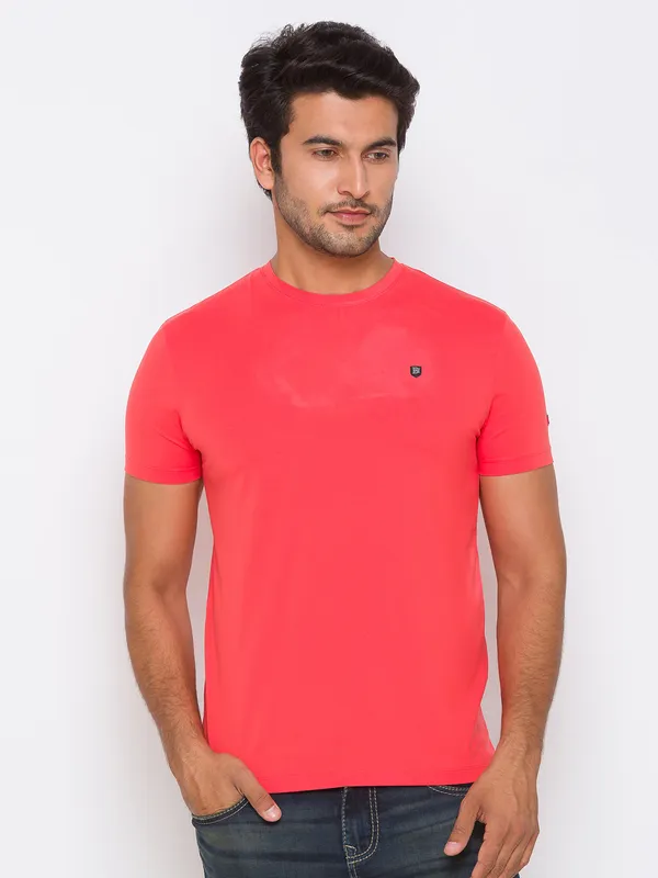Being Human Slim Fit Men Crew Neck T-Shirts-Orange