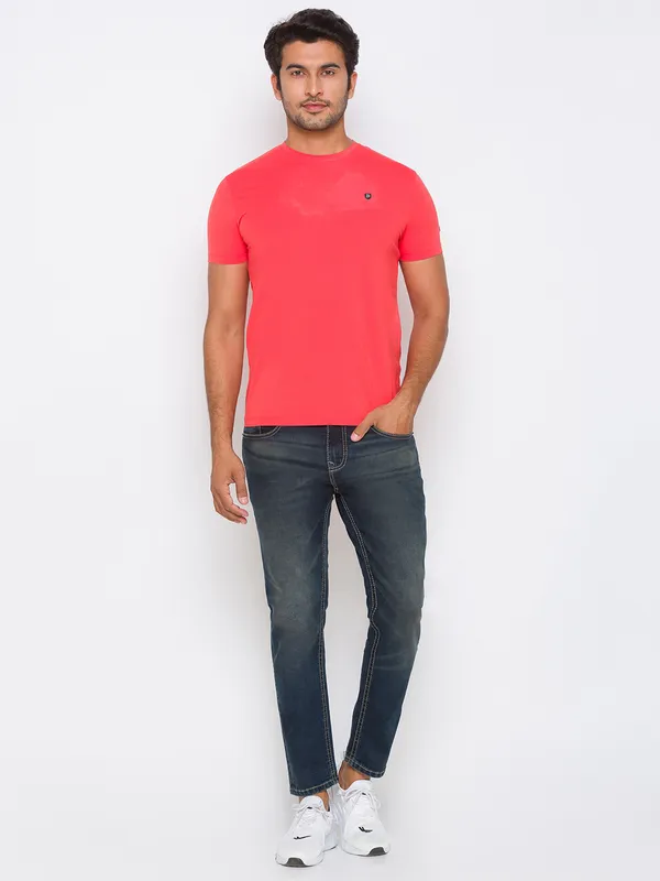 Being Human Slim Fit Men Crew Neck T-Shirts-Orange