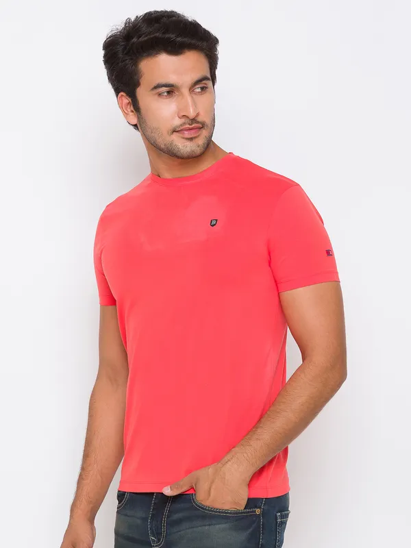 Being Human Slim Fit Men Crew Neck T-Shirts-Orange