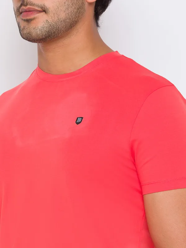 Being Human Slim Fit Men Crew Neck T-Shirts-Orange