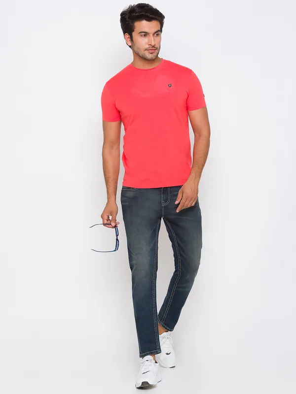 Being Human Slim Fit Men Crew Neck T-Shirts-Orange