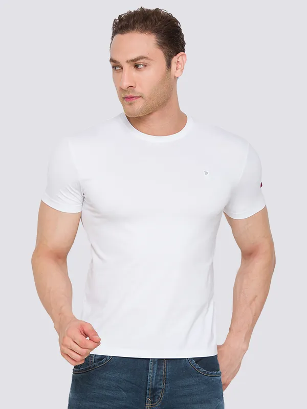 Being Human Clothing Men Slim Fit Crew Neck T-Shirts-White