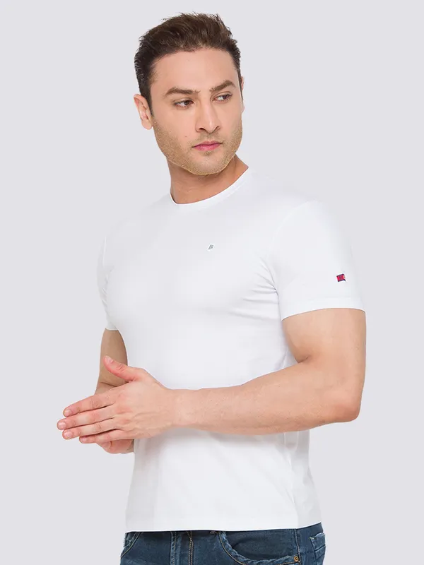 Being Human Clothing Men Slim Fit Crew Neck T-Shirts-White