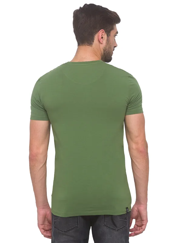 Being Human Clothing Men Slim Fit Crew Neck T-Shirts-Cactus Green