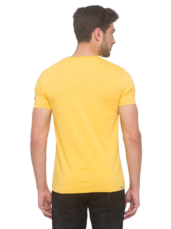 Being Human Slim Fit Men Crew Neck T-Shirts-Yellow