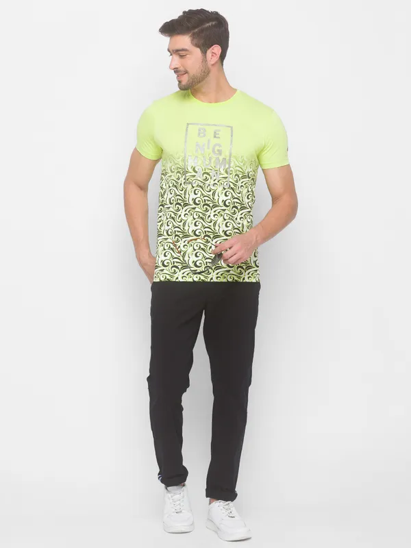Being Human Slim Fit Men Crew Neck T-Shirts-Wax Yellow