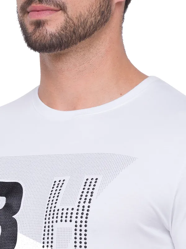 Being Human Clothing Men Slim Fit Crew Neck T-Shirts-White