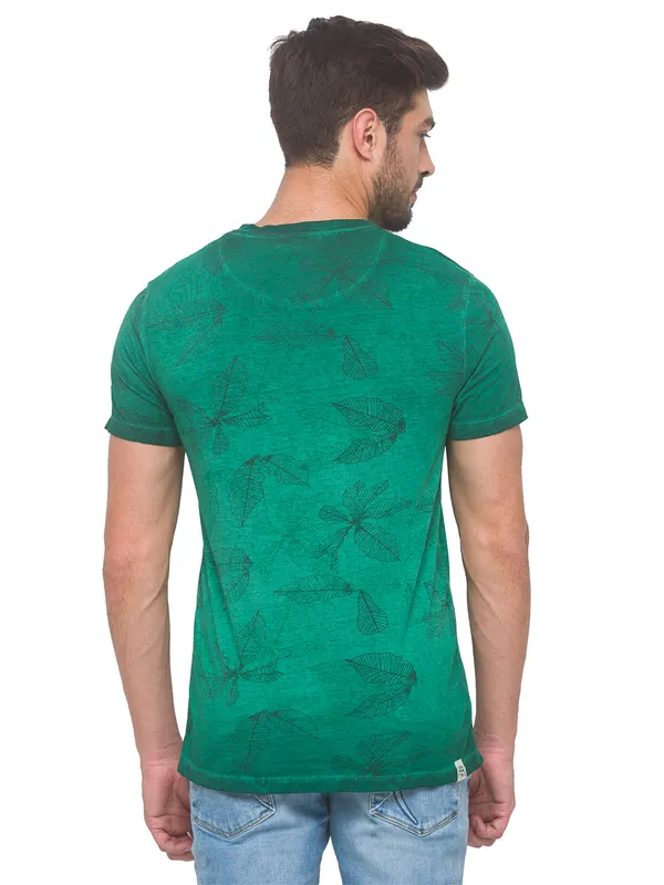 Being Human Clothing Men Slim Fit Crew Neck T-Shirts-Forest Green
