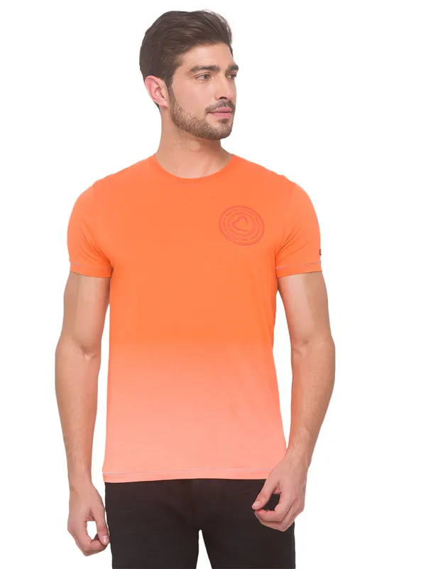 Being Human Clothing Men Slim Fit Crew Neck T-Shirts-Orange
